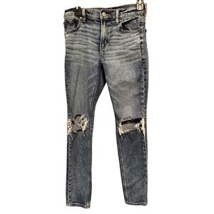 American Eagle 90s Skinny Ripped‎ Knee Stretch Jeans Distressed Denim Size 2
